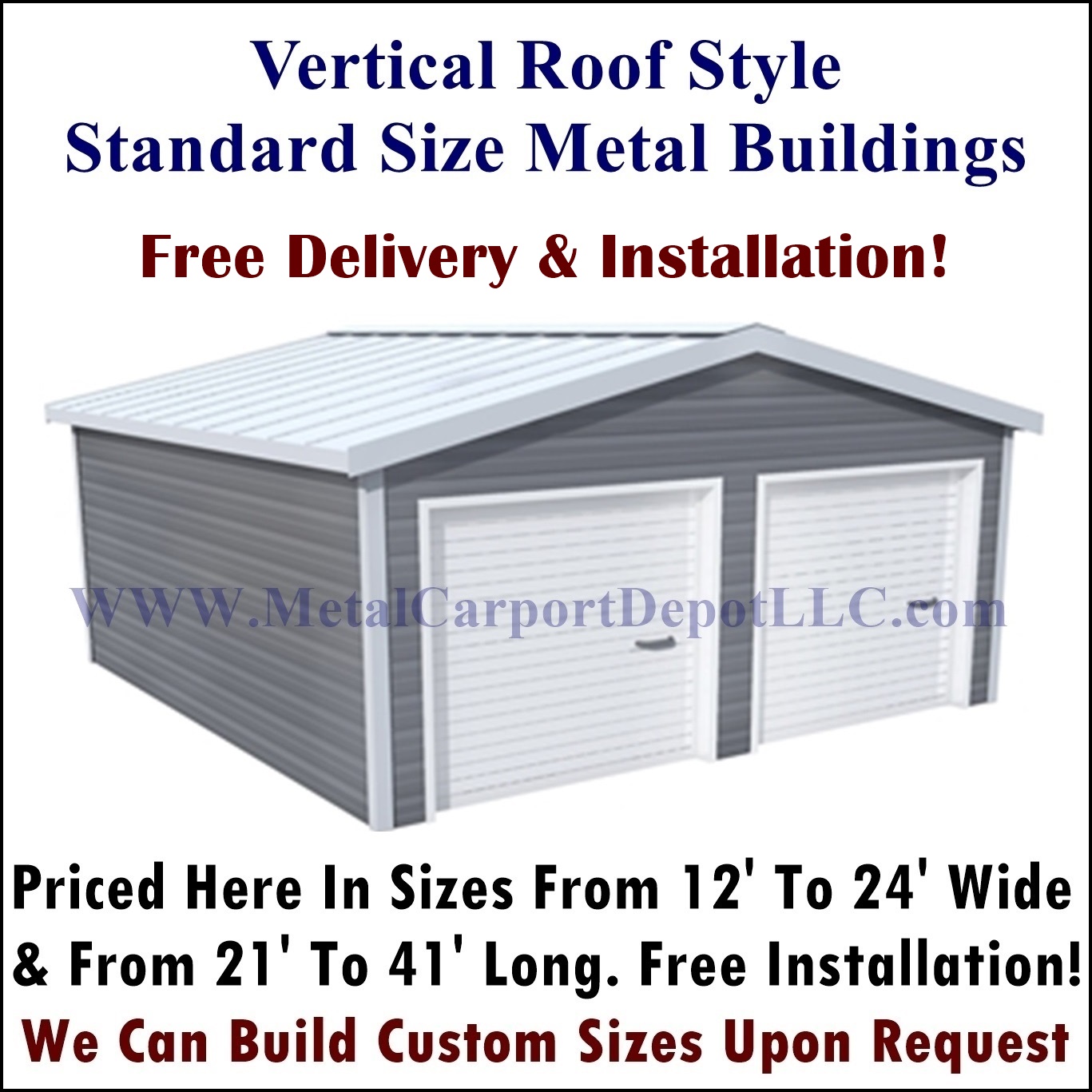 Vertical roof style fully enclosed metal buildings category at Metal Carport Depot